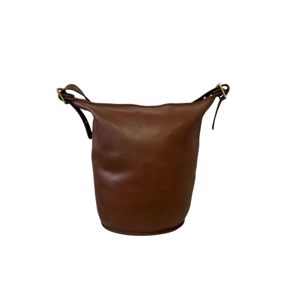 Vintage Coach Mahogany Leather Bucket Bag Brass Hardware Zip Top Shoulder Bag - Picture 4 of 16
